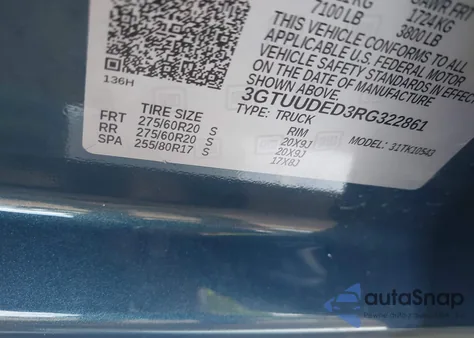 2024 GMC Sierra 1500 4Wd Short Box Slt z USA, uszkodzony, nr VIN 3GTUUDED3RG322861